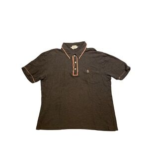 Original Penguin Heritage Slim Fit Dark Gray Polo Shirt with Pink‎ Trim Size XXL
